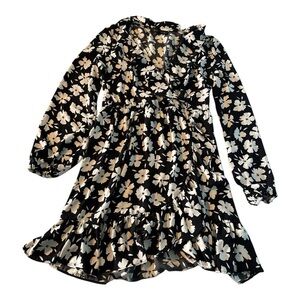 Floral Black and White Kids Dress